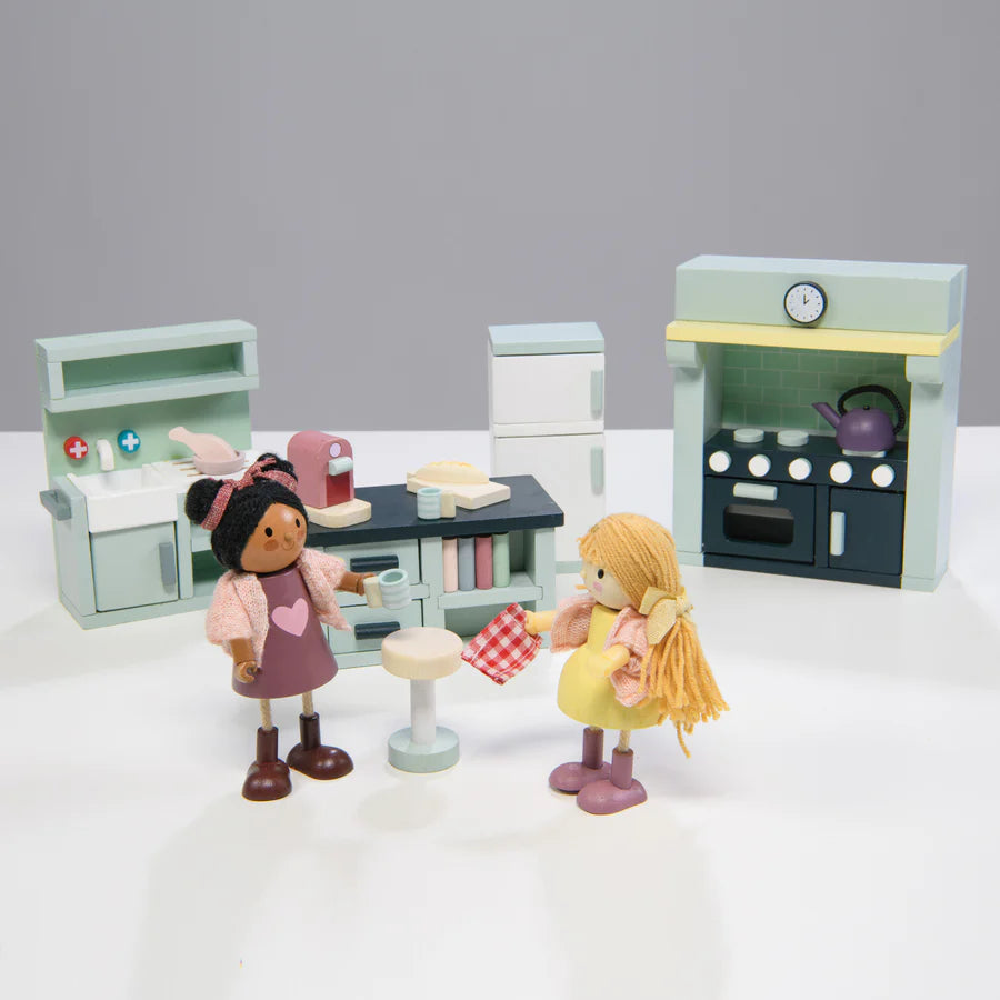 Wooden Doll House Kitchen Furniture Set - Tender Leaf Toys | Doll House Furniture NZ