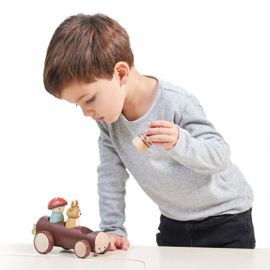 Timber Taxi Log Car - Tender Leaf Toys | Wooden Toy NZ