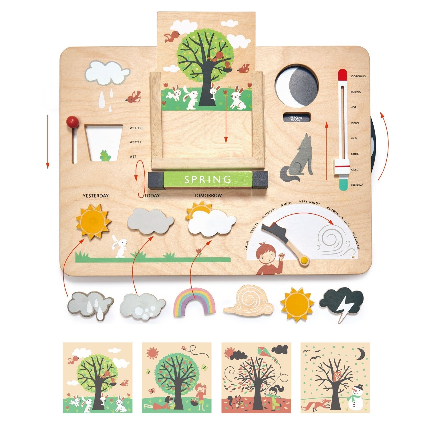 Tender Leaf Toys Wooden Weather Station detail or lifestyle view