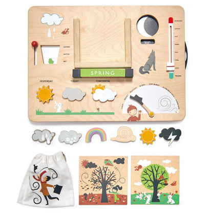 Tender Leaf Toys Wooden Weather Station detail or lifestyle view