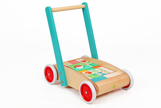 Wooden Wagon Walker with Blocks - Tender Leaf Toys | Wooden Toy NZ