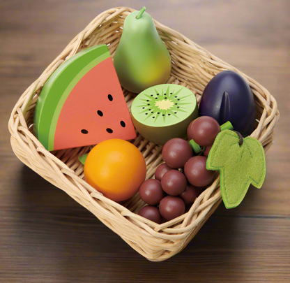 Wooden Fruit Basket - Tender Leaf Toys | Play Food Set