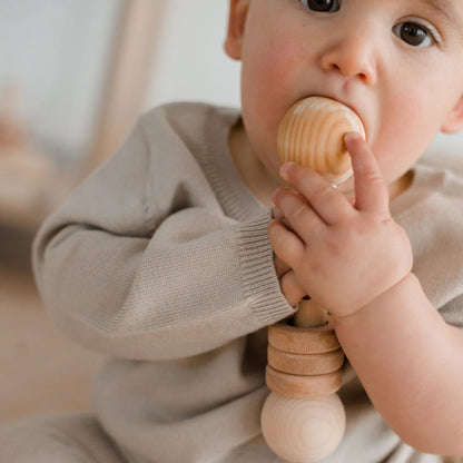 Wooden Grasping Rattle - QToys | Wooden Toy NZ