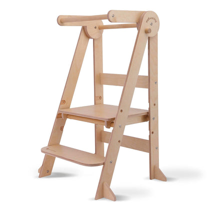MILA Deluxe Folding Adjustable Learning Tower - Natural