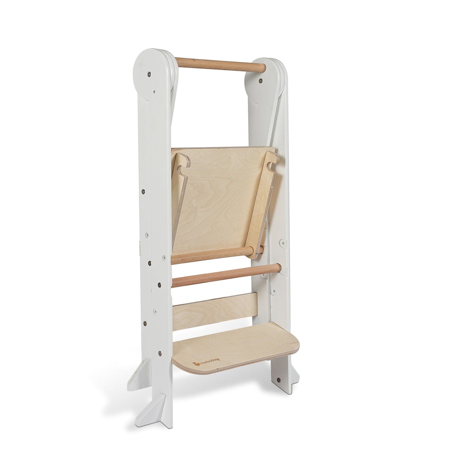 MILA Deluxe Folding Adjustable Learning Tower - White/Natural
