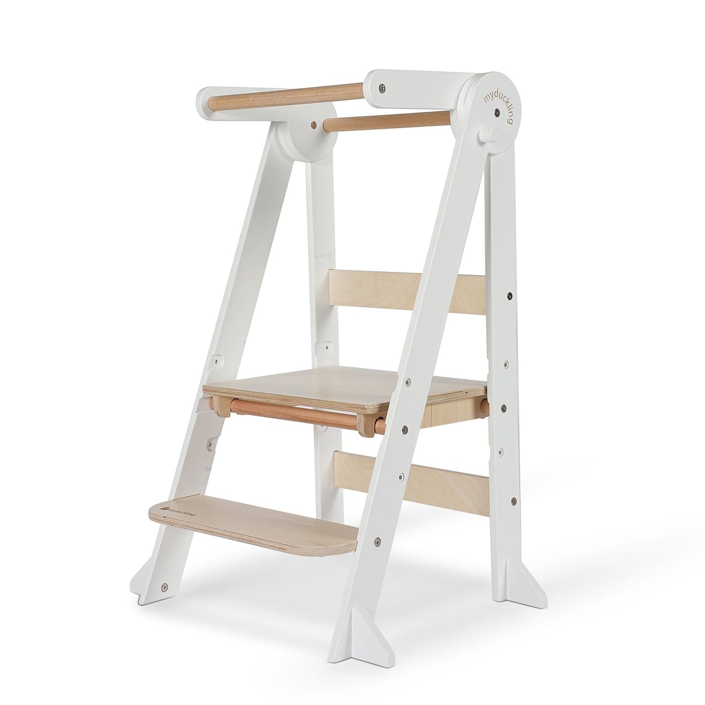 MILA Deluxe Folding Adjustable Learning Tower - White/Natural