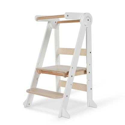 MILA Deluxe Folding Adjustable Learning Tower - White/Natural
