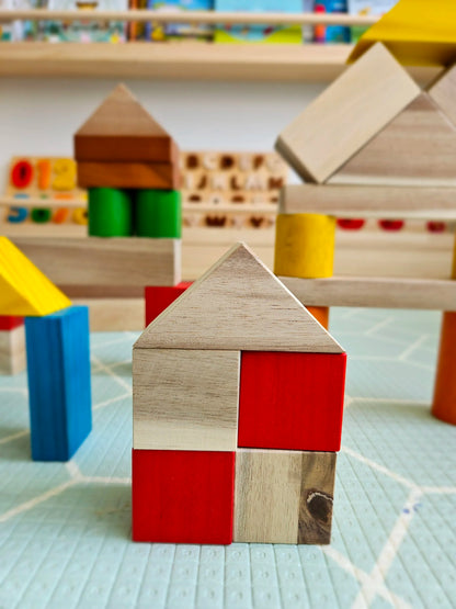 Natural Colour Wooden Blocks Set – QToys | Wooden Toy NZ