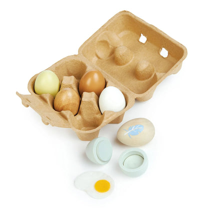 Wooden Eggs in Carton - Tender Leaf Toys | Play Food